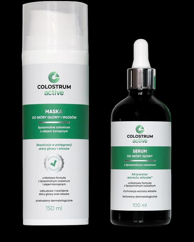 Zestaw Colostrum Active: serum i maska do włosów z liposomalnym colostrum